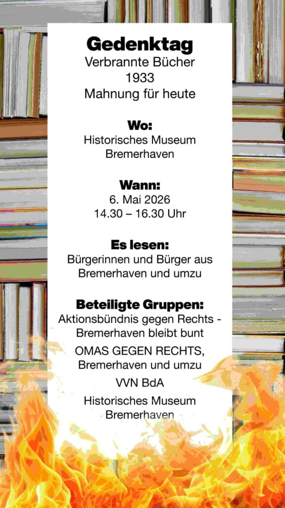 Flyer Gedenktag Verbrannte Bücher 1933 - Mahnung für heute